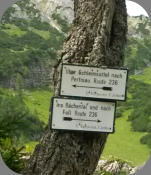 Wegweiser auf dem Weg zum Sattel